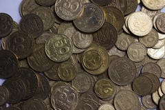 Ukraińskie monety, wiele pieniądze i cent - hryvnia, tło fotografia royalty free Ukraińskie monety, wiele pieniądze i cent - hryvnia, tło fotografia royalty free