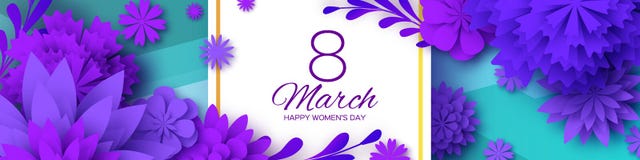 Ultra Violet Banner Pappers- snittblomma för rosa färger 8 mars Kvinnors kort för daghälsningar Blom- bukett för origami Fyrkanti royaltyfri illustrationer Ultra Violet Banner Pappers- snittblomma för rosa färger 8 mars Kvinnors kort för daghälsningar Blom- bukett för origami Fyrkanti royaltyfri illustrationer