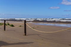 Um dia ventoso na costa do golfo de Riga Jurmala, Letónia - em agosto de 2017 fotos de stock Um dia ventoso na costa do golfo de Riga Jurmala, Letónia - em agosto de 2017 fotos de stock