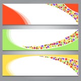 Um grupo de bandeiras/encabeçamentos coloridos simples com um tema do fruto ilustração royalty free Um grupo de bandeiras/encabeçamentos coloridos simples com um tema do fruto ilustração royalty free