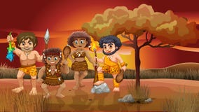Um grupo de homens das cavernas ilustração stock Um grupo de homens das cavernas ilustração stock