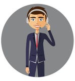 Um homem do operador com serviço do serviço de informações do serviço ao cliente dos auriculares ilustração royalty free Um homem do operador com serviço do serviço de informações do serviço ao cliente dos auriculares ilustração royalty free