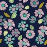 Um teste padrão floral da cópia da repetição do divertimento no vetor ilustração royalty free Um teste padrão floral da cópia da repetição do divertimento no vetor ilustração royalty free