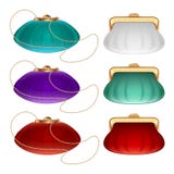 Uma coleção de bolsas e bolsas pequenas do teatro na bolsa diferente das cores brancas, as vermelhas e as azuis e na bolsa ilustração royalty free Uma coleção de bolsas e bolsas pequenas do teatro na bolsa diferente das cores brancas, as vermelhas e as azuis e na bolsa ilustração royalty free