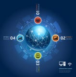 Uma comunicação global do Internet com as órbitas. ilustração do vetor Uma comunicação global do Internet com as órbitas. ilustração do vetor