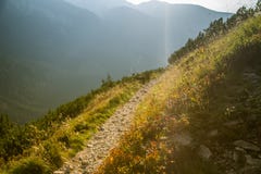 Uma fuga de caminhada bonita nas montanhas Paisagem da montanha em Tatry, Eslováquia fotos de stock Uma fuga de caminhada bonita nas montanhas Paisagem da montanha em Tatry, Eslováquia fotos de stock