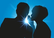 Uma mulher confia em seu marido, falando a ela discreetly ilustração do vetor Uma mulher confia em seu marido, falando a ela discreetly ilustração do vetor