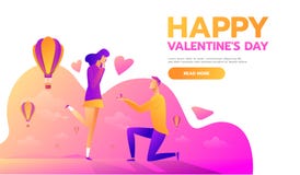 Uma oferta da união Equipe propõe uma mulher casá-lo e dá um anel de noivado Ilustração do vetor nos desenhos animados ilustração stock Uma oferta da união Equipe propõe uma mulher casá-lo e dá um anel de noivado Ilustração do vetor nos desenhos animados ilustração stock