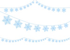 Uma seleção dos flocos de neve em uma fita Elemento decorativo para o design web, os cartões do feriado, para o ano novo e o Nata ilustração stock Uma seleção dos flocos de neve em uma fita Elemento decorativo para o design web, os cartões do feriado, para o ano novo e o Nata ilustração stock