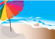Umbrella On Sea Beach. Royalty Free Stock Image