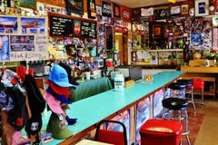 Un arrêt au café de Bagdad, sur la route 66 historique image libre de droits Un arrêt au café de Bagdad, sur la route 66 historique image libre de droits