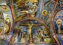 Un beau fresque montrant la crucifixion du Christ au musée d'air ouvert chez Goreme dans Cappadocia dans Turquie Photo stock Un beau fresque montrant la crucifixion du Christ au musée d'air ouvert chez Goreme dans Cappadocia dans Turquie Photo stock