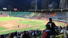 Un beau jeu de baseball du Venezuela photographie stock libre de droits Un beau jeu de baseball du Venezuela photographie stock libre de droits