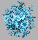 Un bouquet rond des pivoines bleues illustration de vecteur Un bouquet rond des pivoines bleues illustration de vecteur