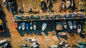 Un cantiere nautico da pesca fotografie stock libere da diritti Un cantiere nautico da pesca fotografie stock libere da diritti