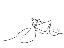 Un continu bateau de papier de dessin au trait Illustration de vecteur illustration libre de droits Un continu bateau de papier de dessin au trait Illustration de vecteur illustration libre de droits