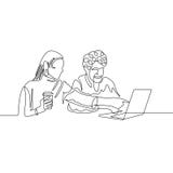 Un continu couple de dessin au trait ont l'amusement avec l'Internet d'ordinateur portable illustration libre de droits Un continu couple de dessin au trait ont l'amusement avec l'Internet d'ordinateur portable illustration libre de droits