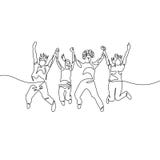Un continu groupe sautant de diversité de dessin au trait illustration stock Un continu groupe sautant de diversité de dessin au trait illustration stock