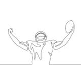 Un continuo giocatore di football americano del disegno a tratteggio celebra la vittoria illustrazione vettoriale Un continuo giocatore di football americano del disegno a tratteggio celebra la vittoria illustrazione vettoriale