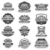 Un ensemble de calibre ou d'icône de logo de voiture de sport illustration libre de droits Un ensemble de calibre ou d'icône de logo de voiture de sport illustration libre de droits