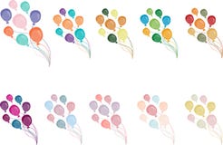 Un ensemble de dix paquets de ballons colorés multi dessus Vecteur illustration libre de droits Un ensemble de dix paquets de ballons colorés multi dessus Vecteur illustration libre de droits