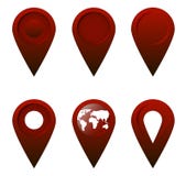 Un ensemble de 6 de Geolocation rouge foncé des icônes plates illustration stock Un ensemble de 6 de Geolocation rouge foncé des icônes plates illustration stock
