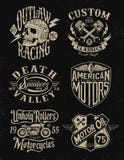 Un ensemble de graphique de moto de vintage de couleur illustration de vecteur Un ensemble de graphique de moto de vintage de couleur illustration de vecteur