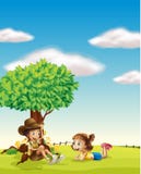 Un garçon et une fille illustration libre de droits Un garçon et une fille illustration libre de droits