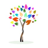 Un'icona variopinta di logo dell'albero illustrazione di stock Un'icona variopinta di logo dell'albero illustrazione di stock