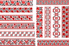 Un insieme di 12 modelli etnici per il punto del ricamo con le rose illustrazione di stock Un insieme di 12 modelli etnici per il punto del ricamo con le rose illustrazione di stock