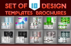 Un insieme di 10 opuscoli dei modelli di progettazione Illustrazione di vettore Immagine Stock Un insieme di 10 opuscoli dei modelli di progettazione Illustrazione di vettore Immagine Stock