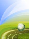 Un lancement d'hockey de champ fait à partir du gazon artificiel avec une boule illustration stock Un lancement d'hockey de champ fait à partir du gazon artificiel avec une boule illustration stock