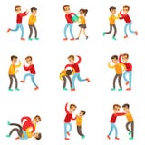 Un matón que oprime y que tiraniza a otros niños con las víctimas que se defienden o que sueltan la lucha que son batidos para ar ilustración del vector Un matón que oprime y que tiraniza a otros niños con las víctimas que se defienden o que sueltan la lucha que son batidos para ar ilustración del vector