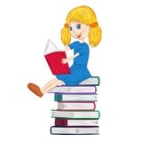 Un niño que lee un libro stock de ilustración Un niño que lee un libro stock de ilustración