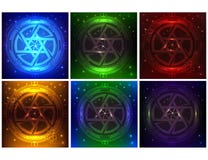 Un pacchetto di HUD Elements Super di sei colori differenti Interfaccia utente futuristica di Sci fi Stella di Davide futuristica royalty illustrazione gratis Un pacchetto di HUD Elements Super di sei colori differenti Interfaccia utente futuristica di Sci fi Stella di Davide futuristica royalty illustrazione gratis