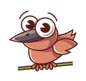 Un peque?o p?jaro se sienta en una rama y le mira stock de ilustración Un peque?o p?jaro se sienta en una rama y le mira stock de ilustración