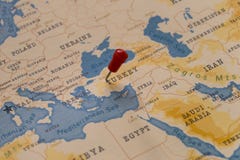 Un perno en Ankara, pavo en el mapa del mundo imágenes de archivo libres de regalías Un perno en Ankara, pavo en el mapa del mundo imágenes de archivo libres de regalías