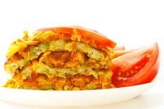 Un pezzo di dolce delizioso dagli zucchini Dolce di verdure fotografie stock Un pezzo di dolce delizioso dagli zucchini Dolce di verdure fotografie stock