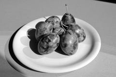 Un plat avec des prunes Photos stock Un plat avec des prunes Photos stock