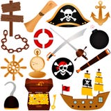 Un thème coloré de vecteur de pirate, matériels, sai illustration libre de droits Un thème coloré de vecteur de pirate, matériels, sai illustration libre de droits