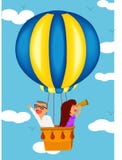 Un tour chaud de ballon à air illustration libre de droits Un tour chaud de ballon à air illustration libre de droits