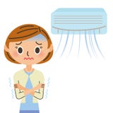 Una circolazione del povero della donna e del condizionatore d'aria illustrazione di stock Una circolazione del povero della donna e del condizionatore d'aria illustrazione di stock