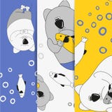 Una colección de ejemplos de la moda de los niños Gatos que sorprenden Fondo del `s de los niños Gato grueso, divertido Sellos de stock de ilustración Una colección de ejemplos de la moda de los niños Gatos que sorprenden Fondo del `s de los niños Gato grueso, divertido Sellos de stock de ilustración