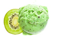 Una cucharada del helado del kiwi de la opinión del ojo de pájaro fotos de archivo Una cucharada del helado del kiwi de la opinión del ojo de pájaro fotos de archivo