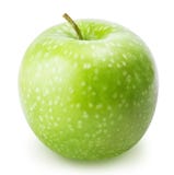 Una mela verde isolata su un fondo bianco Immagine Stock Libera da Diritti Una mela verde isolata su un fondo bianco Immagine Stock Libera da Diritti