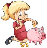 Una Muchacha Que Ahorra Sus Monedas Ilustración del Vector ...