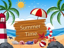 Una plantilla hermosa del verano de la playa stock de ilustración Una plantilla hermosa del verano de la playa stock de ilustración