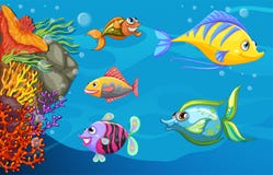 Una scuola del pesce sotto il mare illustrazione di stock Una scuola del pesce sotto il mare illustrazione di stock