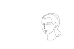 Una sola línea continua concepto de la cara de la muchacha del arte Bosquejo dibujado mano hermosa del pelo de la moda del retrat stock de ilustración Una sola línea continua concepto de la cara de la muchacha del arte Bosquejo dibujado mano hermosa del pelo de la moda del retrat stock de ilustración