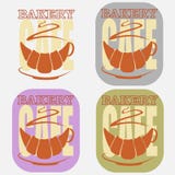 Una taza de café de un cruasán usando logotipo minimalista del café del espacio que cuece negativo libre illustration Una taza de café de un cruasán usando logotipo minimalista del café del espacio que cuece negativo libre illustration